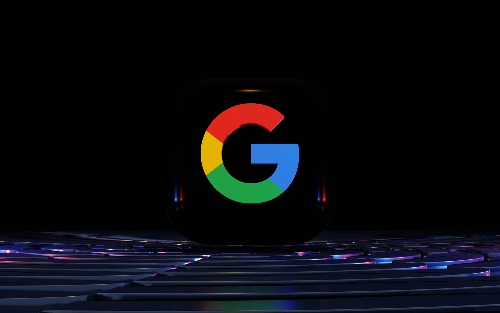 3D Google logo glowing over a digital surface symbolising Google Perspectives and the shift toward authentic, human-centred search results.